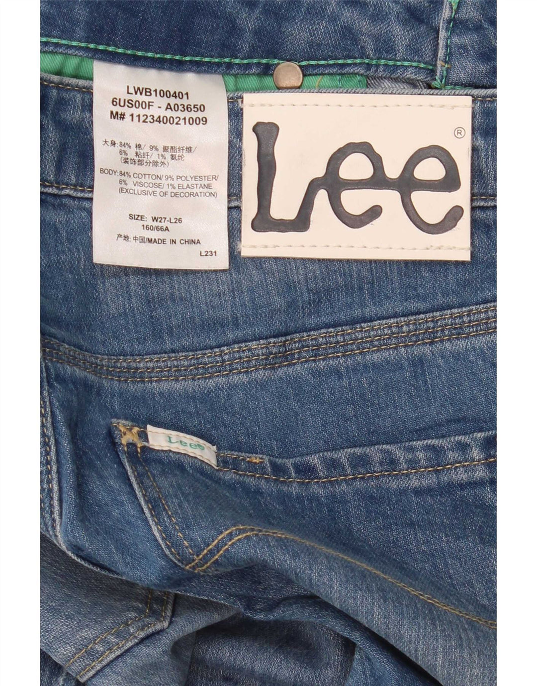 Женские потертые узкие джинсы Lee W27 L26, синий хлопок