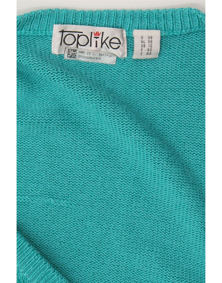 TOPLIKE Womens Oversized Cardigan Sweater UK 12 Medium Turquoise Cotton Vintage Toplike and Second-Hand Toplike from Messina Hembry 