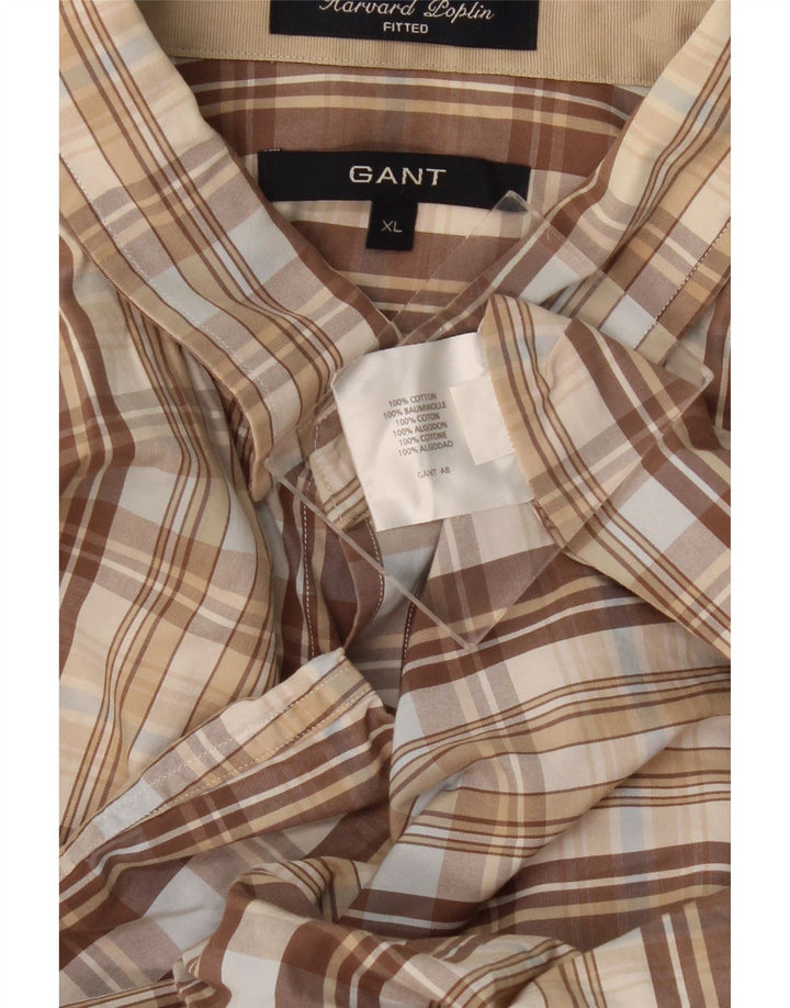 Мужская рубашка в стиле милитари GANT XL, хлопковая бежевая клетка