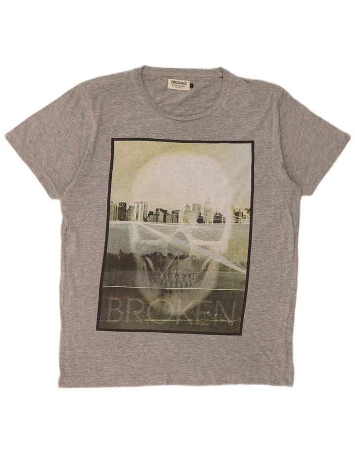 Мужская футболка с рисунком Jack & Jones, большая серая