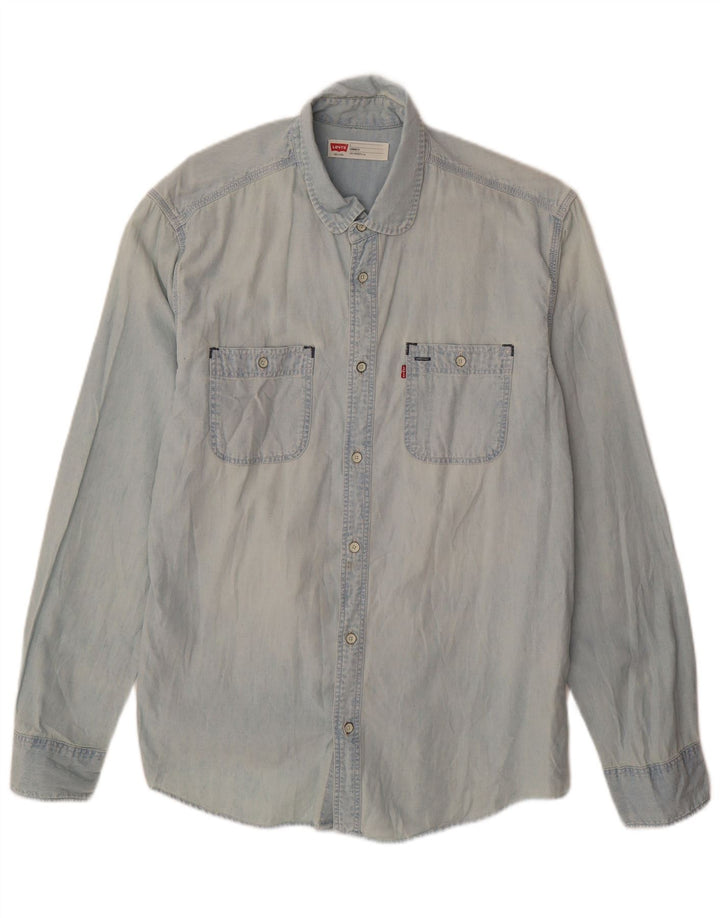 Мужская джинсовая рубашка стандартного кроя Levi's, большая синяя хлопковая рубашка