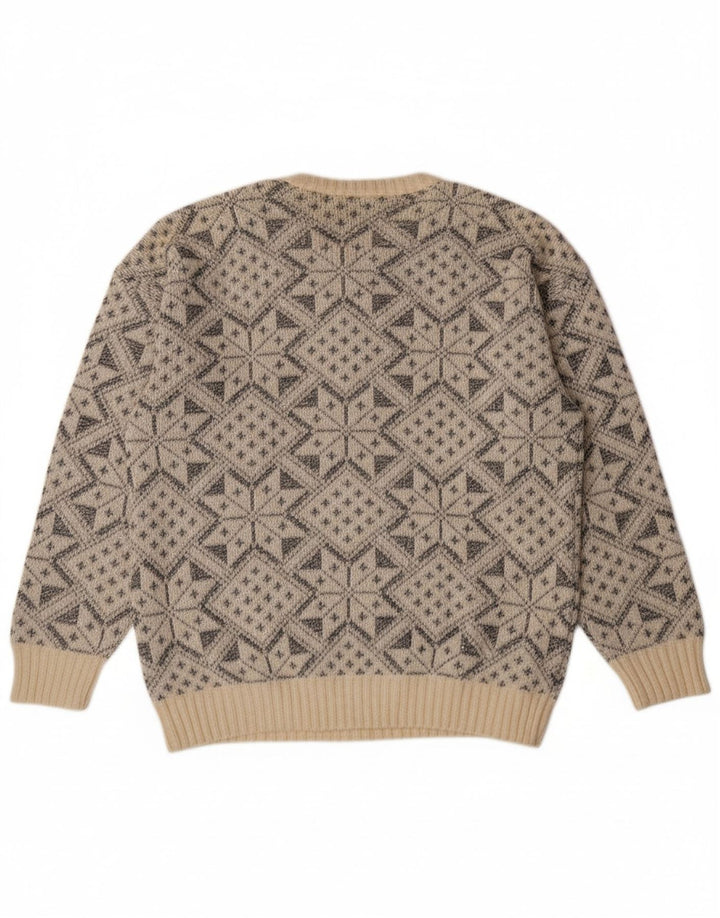 YESSICA Womens Crew Neck Jumper Sweater EU 40 Medium Off White Fair Isle