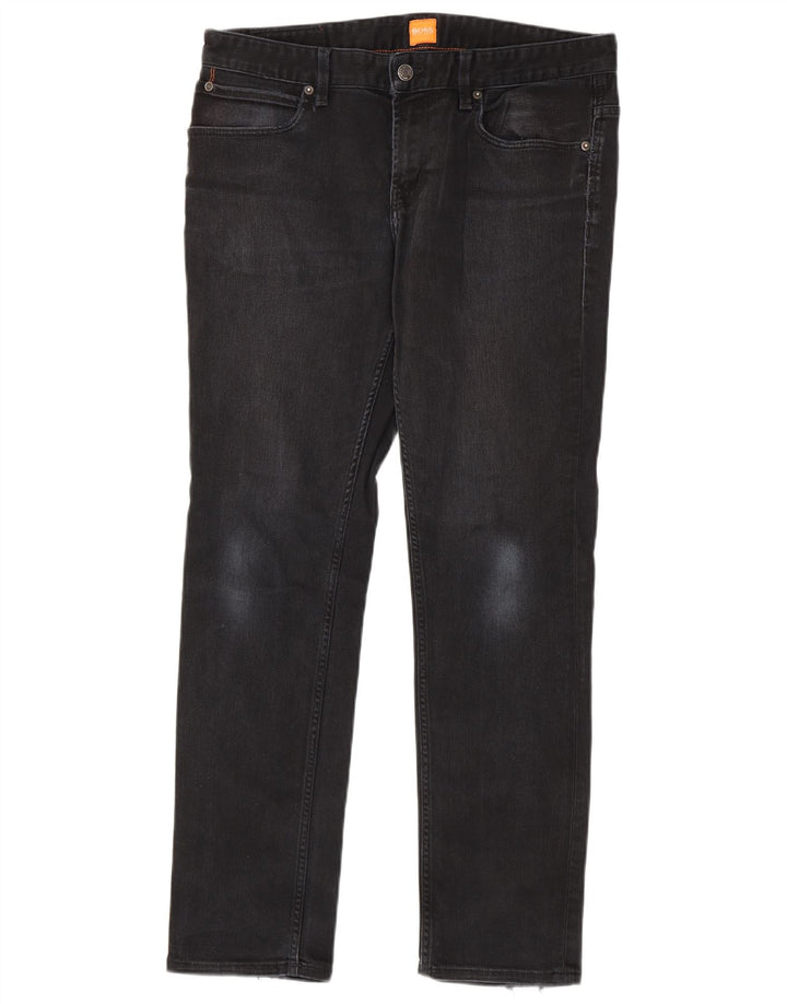 Мужские узкие джинсы Hugo Boss W34 L32, черный хлопок