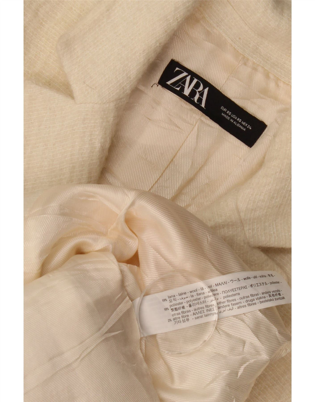 Женское пальто Zara UK 6 XS Off White Wool