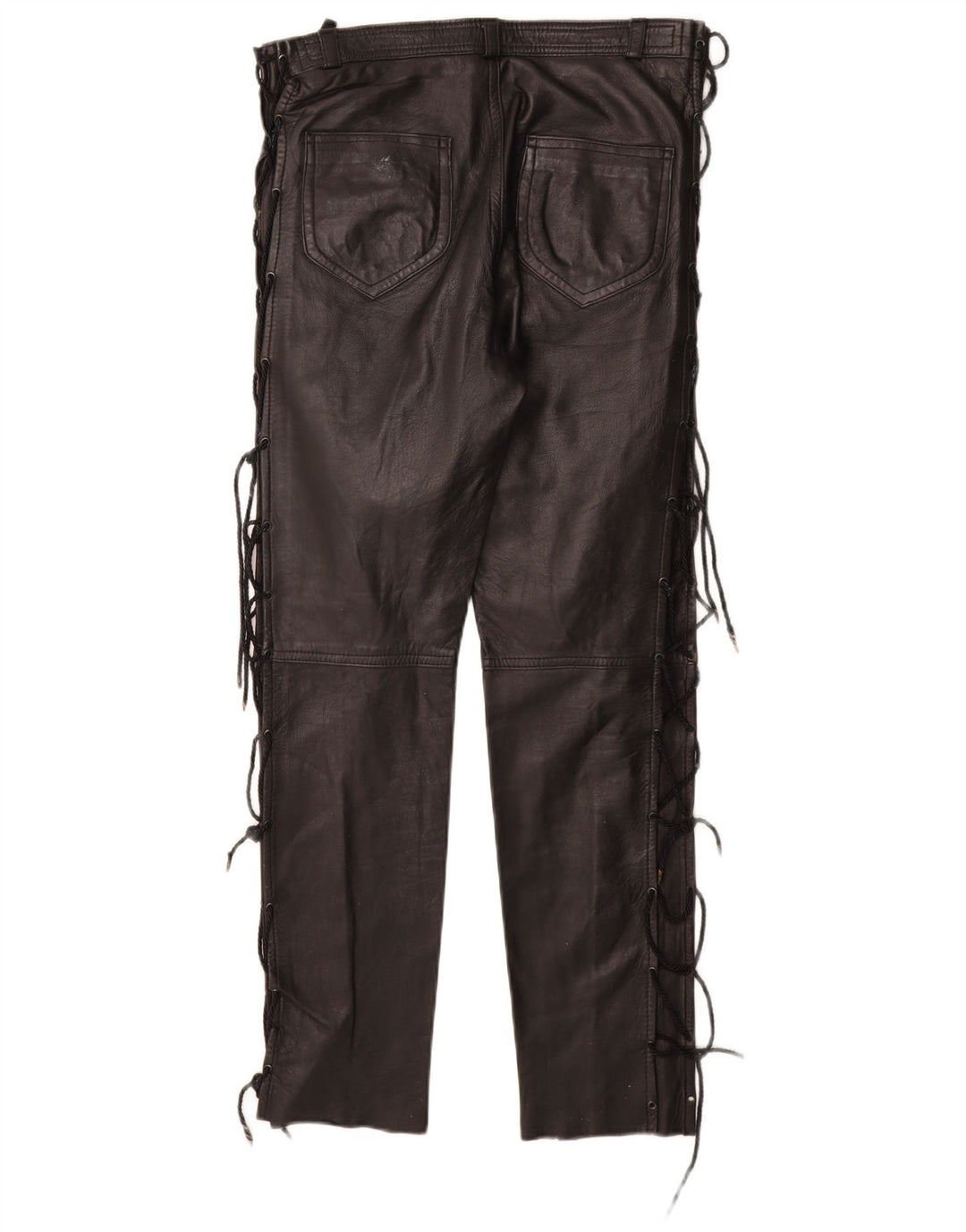 Брюки женские прямые кожаные VINTAGE IT 40 Small W28 L28 Черные кожаные