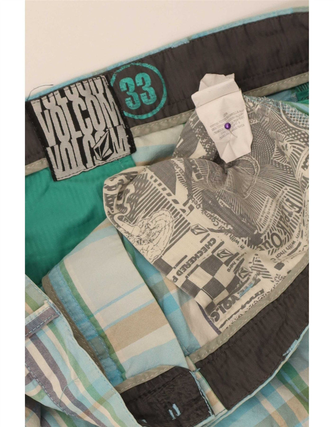 Мужские шорты чинос Volcom W33, средний размер, разноцветная клетка, хлопок