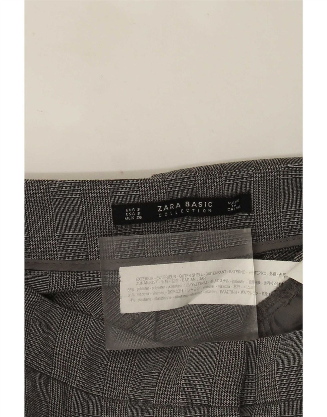 Женские узкие костюмные брюки Zara, маленькие W26 L27, серые, полиэстер в клетку