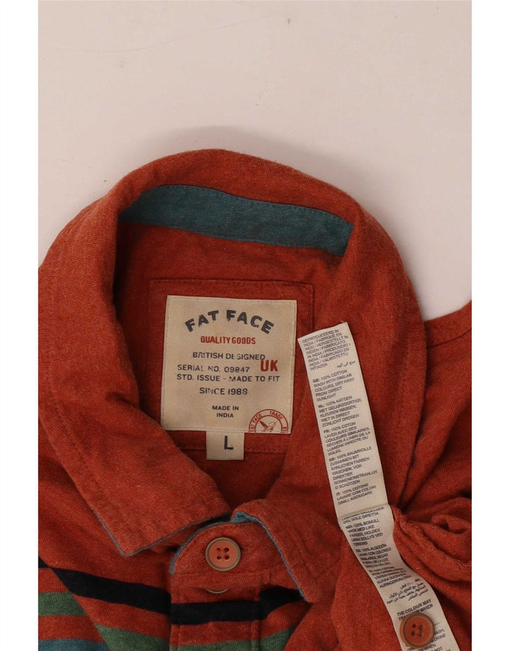 Мужская рубашка поло Fat Face, большая оранжевая хлопковая рубашка с цветными блоками
