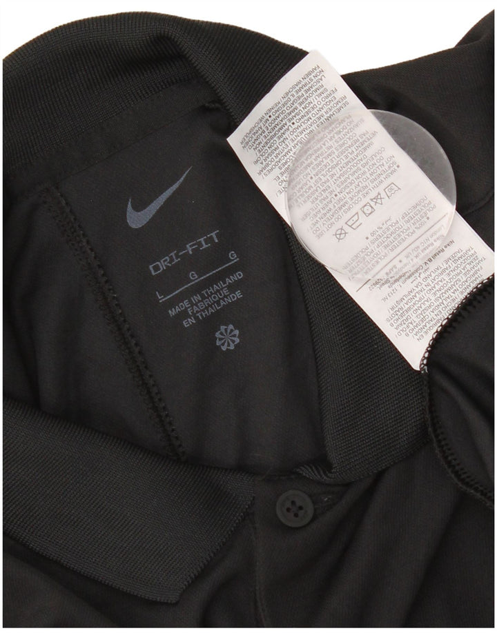 Мужская рубашка-поло Nike Dri Fit, большая черная, полиэстер