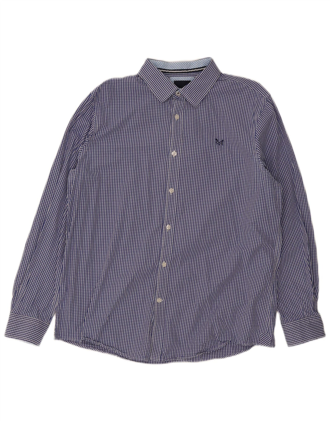 Crew Clothing Мужская классическая рубашка большого размера из хлопка в мелкую синюю клетку