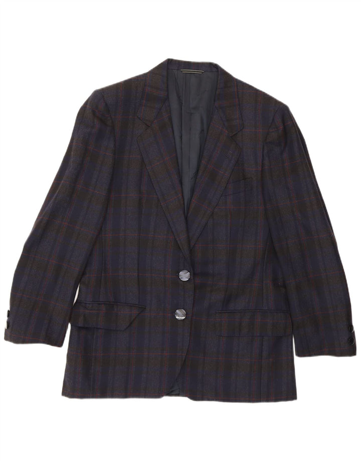 Женский пиджак Aquascutum на 2 пуговицах UK 14, средний темно-синий в клетку