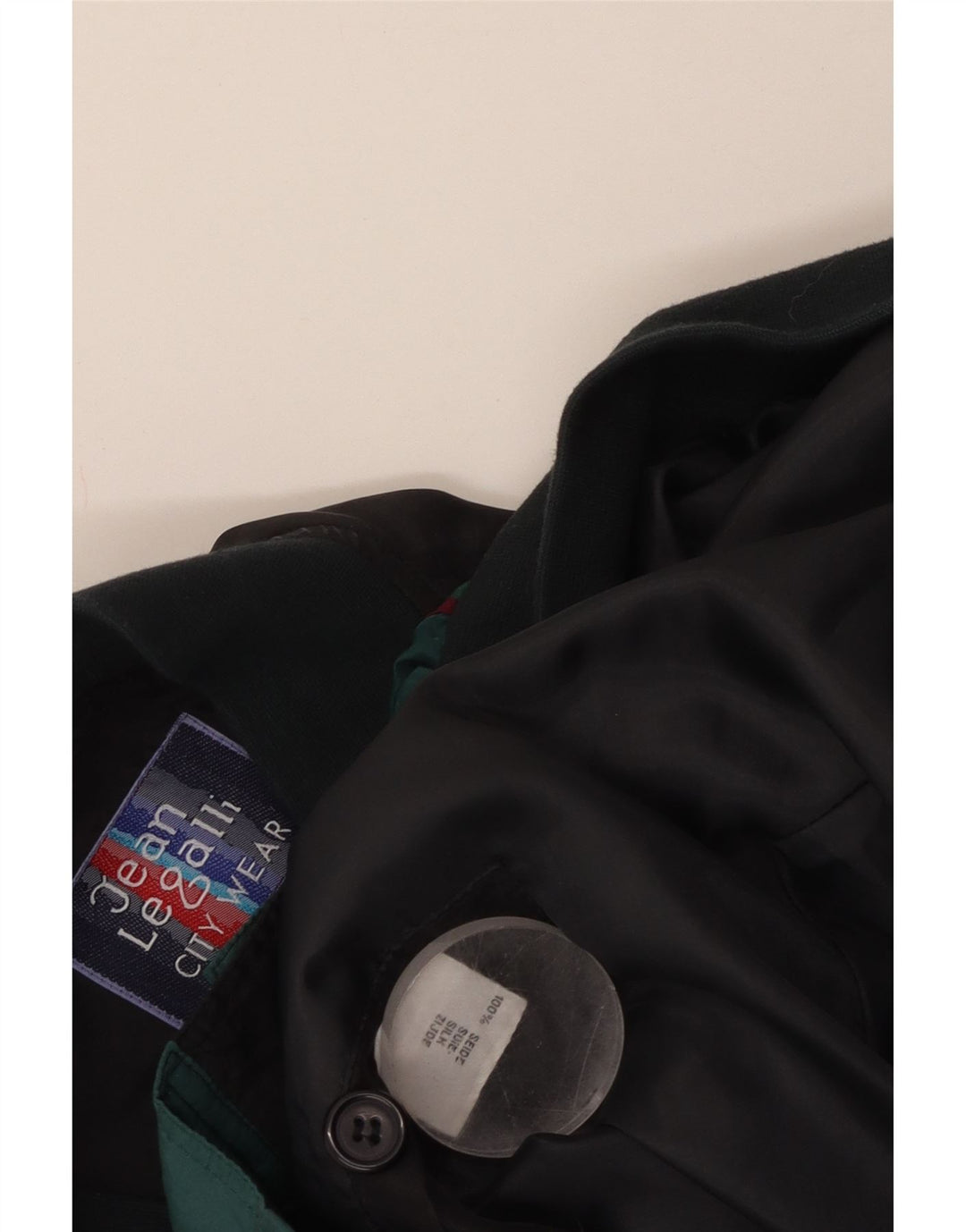 Мужской бомбер JEAN LEGALLI UK 42 XL, зеленый шелк с цветными блоками