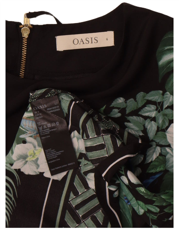 Женская блузка Oasis Top UK 6 XS, черный полиэстер с цветочным принтом