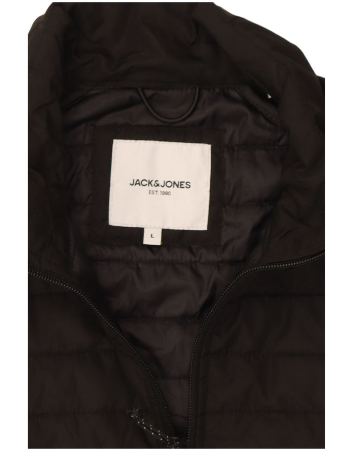 Мужской утепленный жилет Jack & Jones UK 40, большой черный полиэстер с цветными блоками