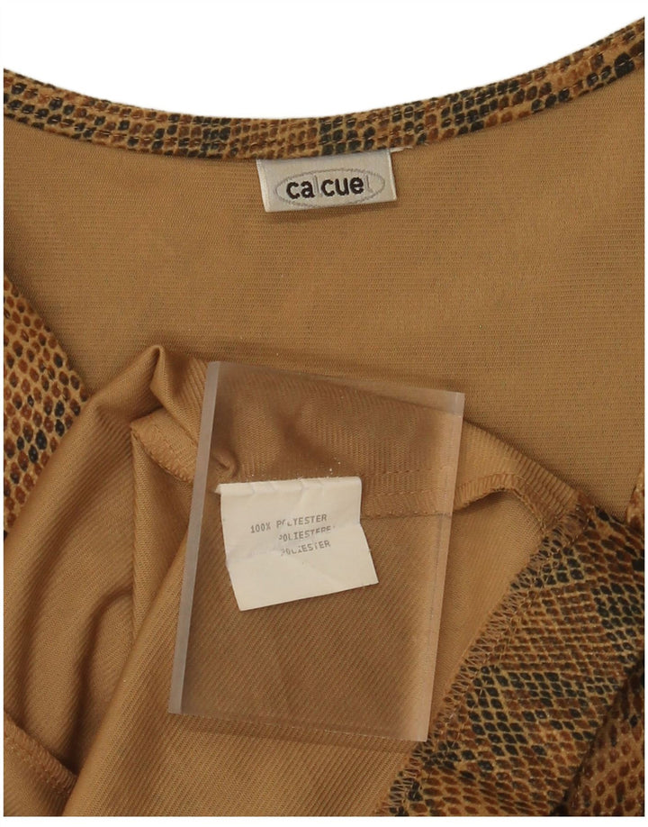 ВИНТАЖНЫЙ женский жилет UK 18 XL, коричневый, полиэстер с животным принтом