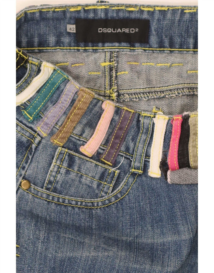 Dsquared2 Женская мини-юбка джинсовая IT 42 Medium W30 Синяя хлопковая с цветными блоками