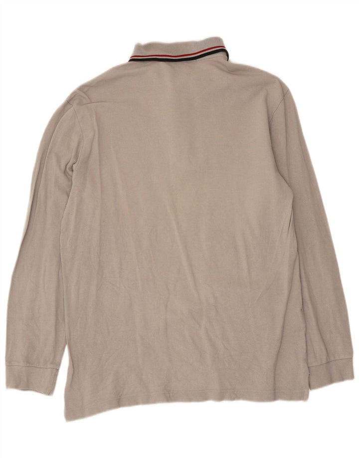 Мужская рубашка поло с длинным рукавом Fred Perry, хлопковая классика среднего серого цвета