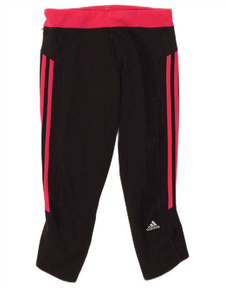 Женские леггинсы-капри Adidas UK 12, средний черный, полиэстер с цветными блоками