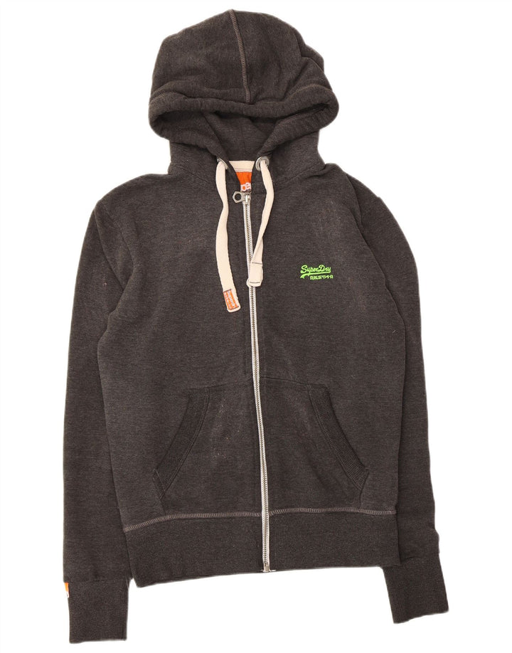 Мужской свитер с капюшоном на молнии Superdry, маленький серый, хлопковый