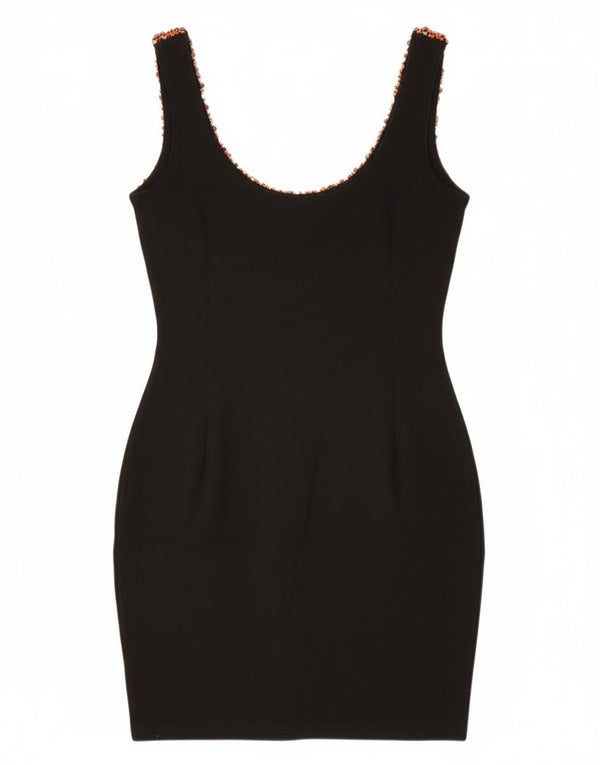 Винтажное женское облегающее платье без рукавов, Великобритания, 8, маленькое черное хлопковое платье