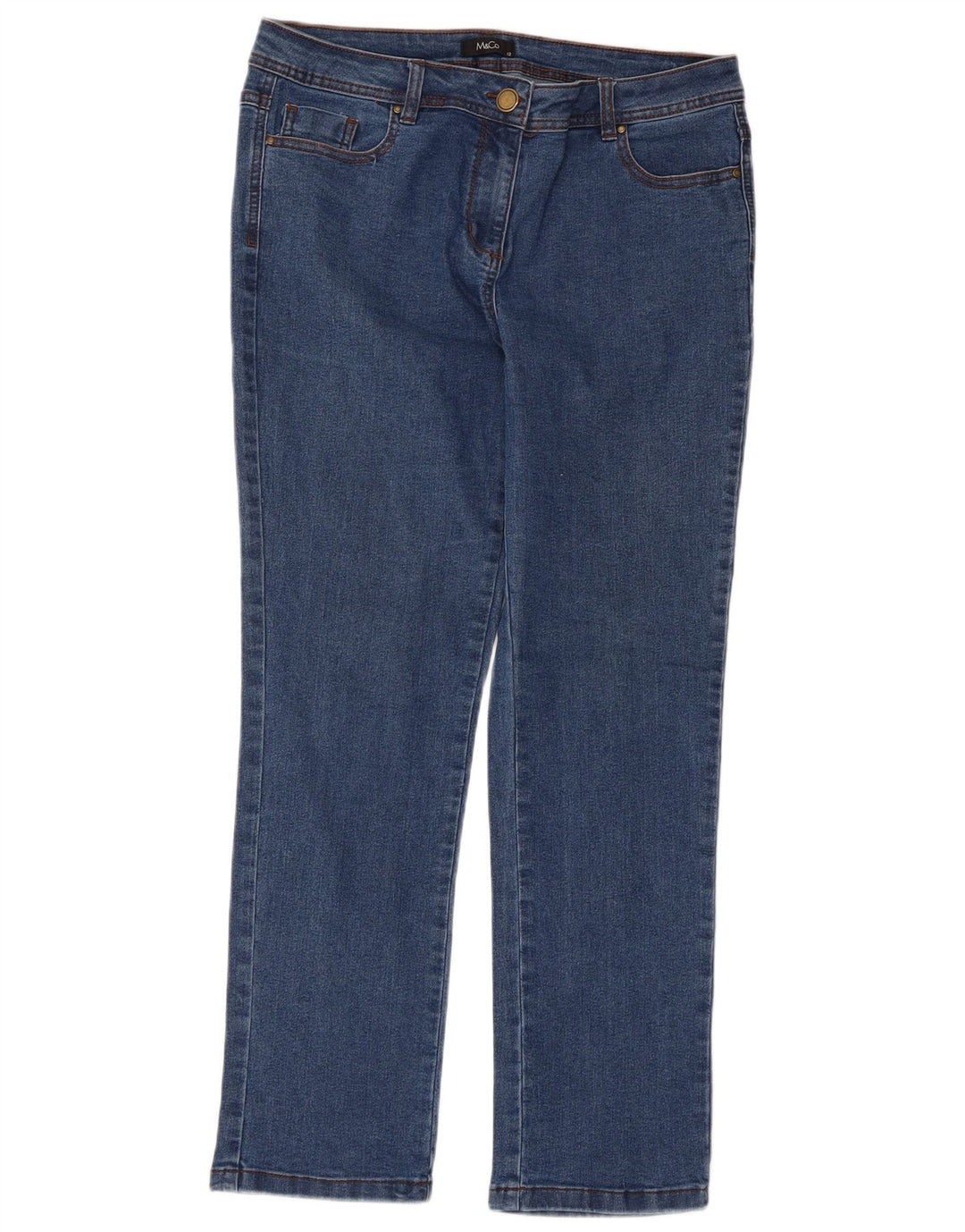 Женские зауженные джинсы M&Co UK 12, средние W34 L28, синие, хлопок
