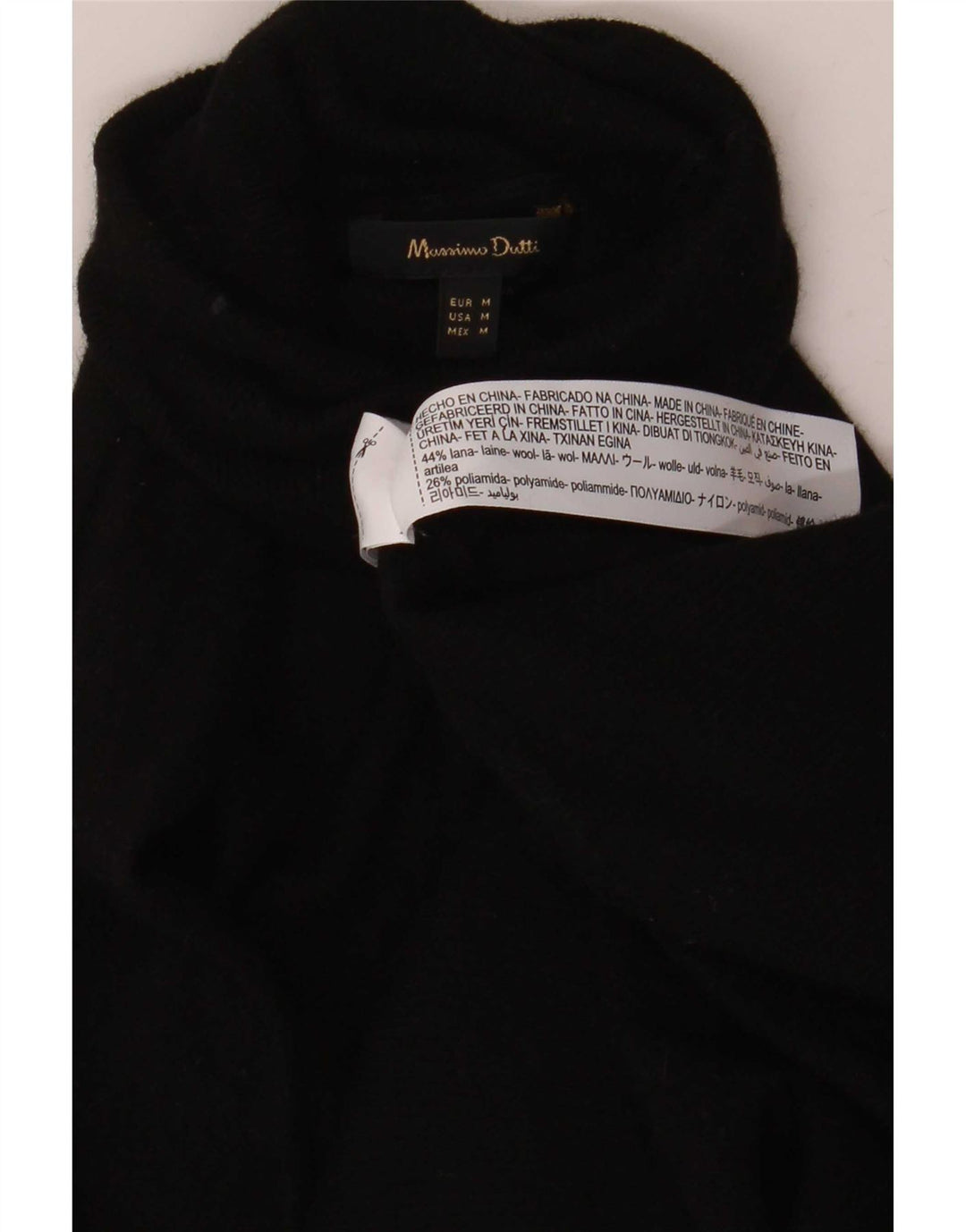 Женский джемпер Massimo Dutti с высоким воротником, Великобритания 14, средний черный, шерсть