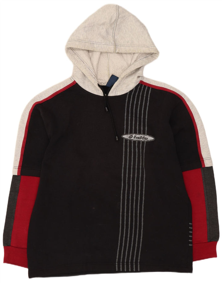 Мужской джемпер с капюшоном Lotto UK 38/40, средний черный, полиэстер с цветными блоками