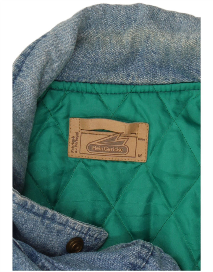 HEIN GERICKE Мужская джинсовая куртка свободного кроя в стиле милитари, Великобритания 38, средний синий хлопок