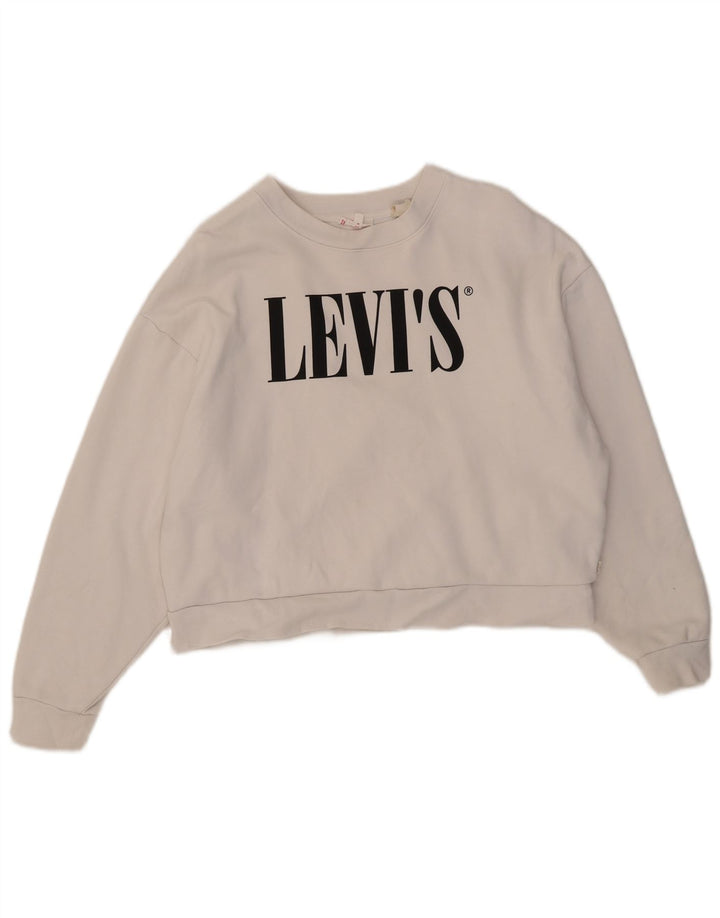 Женский укороченный свитшот оверсайз с рисунком Levi's, Великобритания, 10, маленький, белый