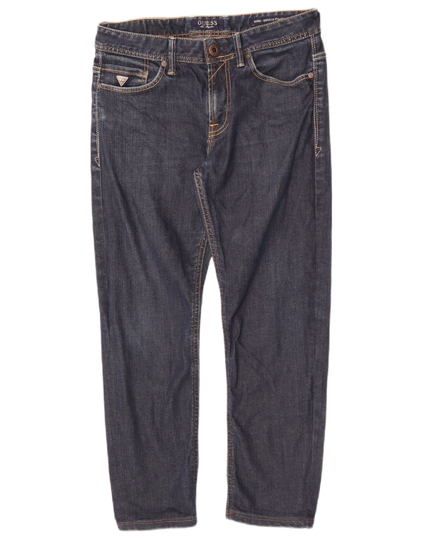 Guess Мужские прямые укороченные джинсы Rebel Regular W30 L25 Темно-синие