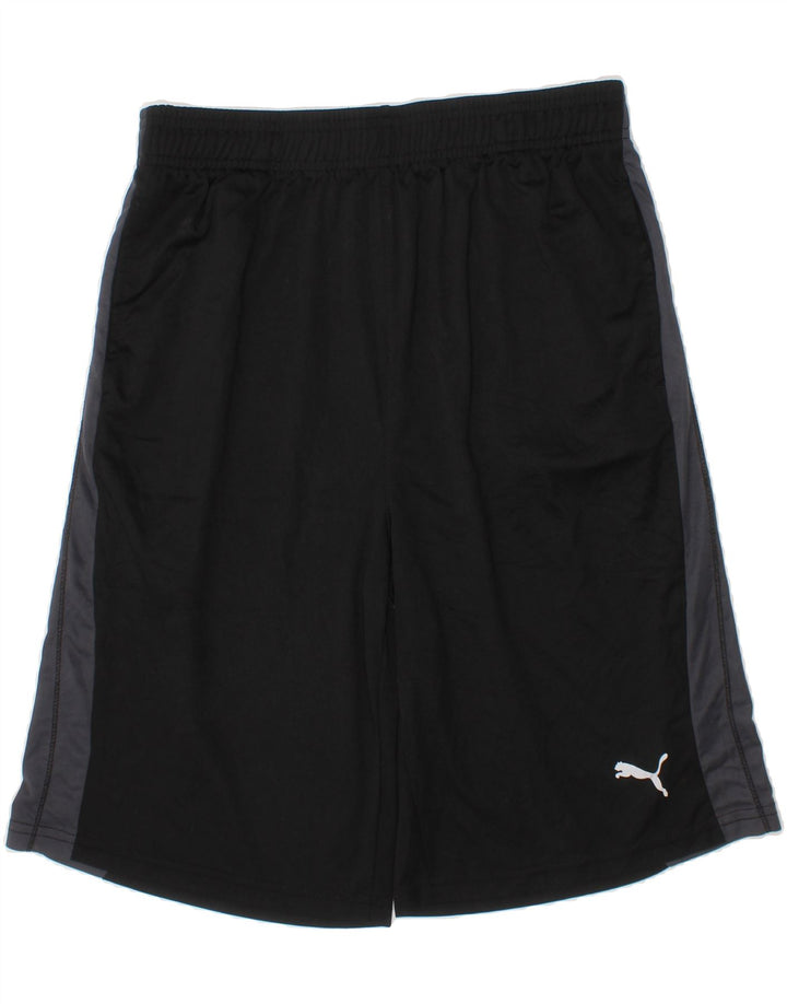 PUMA Boys Sport Shorts 14-15 Years Large Black Colourblock Polyester Vintage Puma and Second-Hand Puma from Messina Hembry 