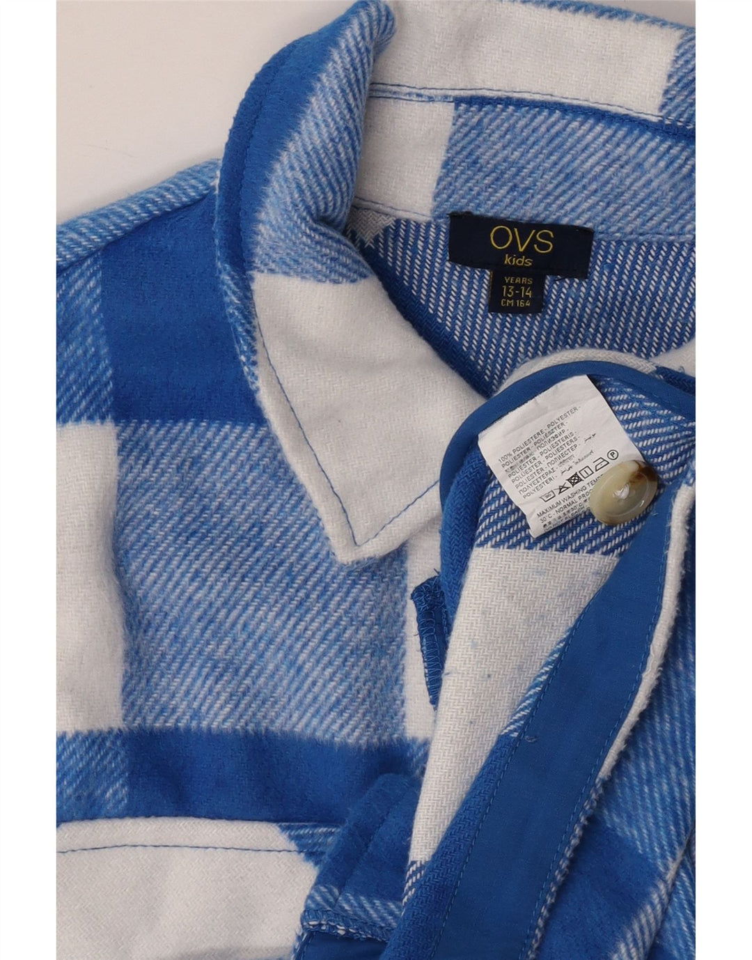 Фланелевая рубашка OVS для девочек 13–14 лет, синяя клетка из полиэстера