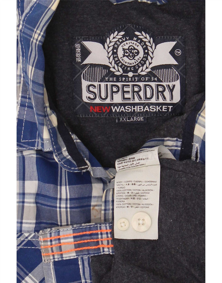 Мужская рубашка Superdry 2XL, синяя клетка, хлопок