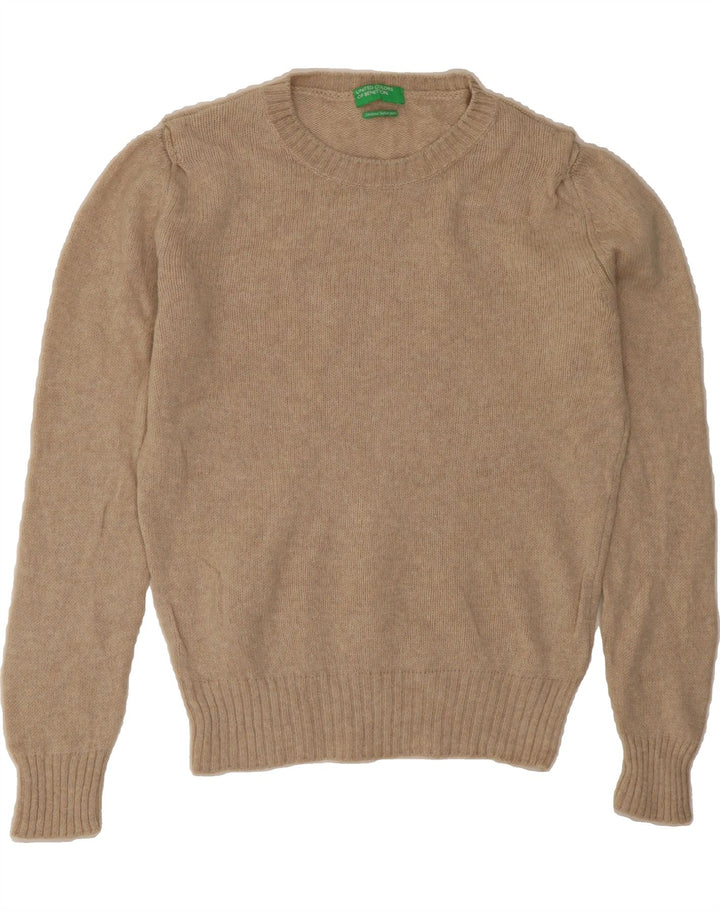 BENETTON Womens Crew Neck Jumper Sweater UK 12 Medium Beige Vintage Benetton and Second-Hand Benetton from Messina Hembry 