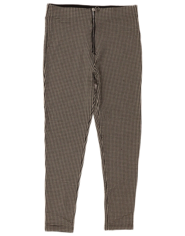 Zara Женские укороченные брюки с завышенной талией, большие W30 L25, черные с узором «гусиные лапки»