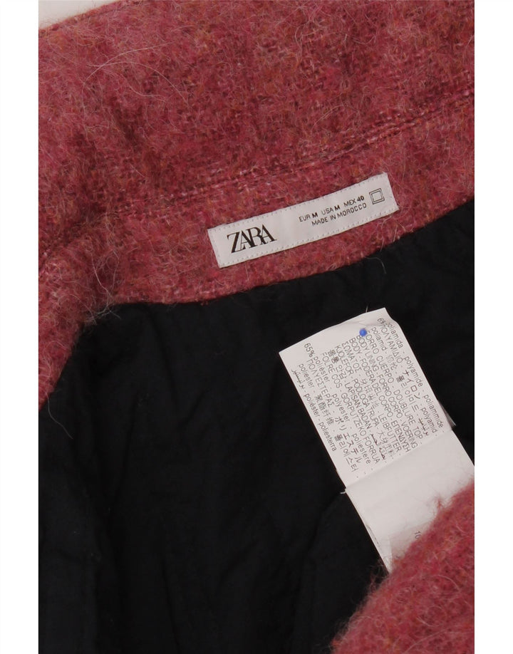 Женский бомбер Zara UK 14, полиэстер среднего розового цвета