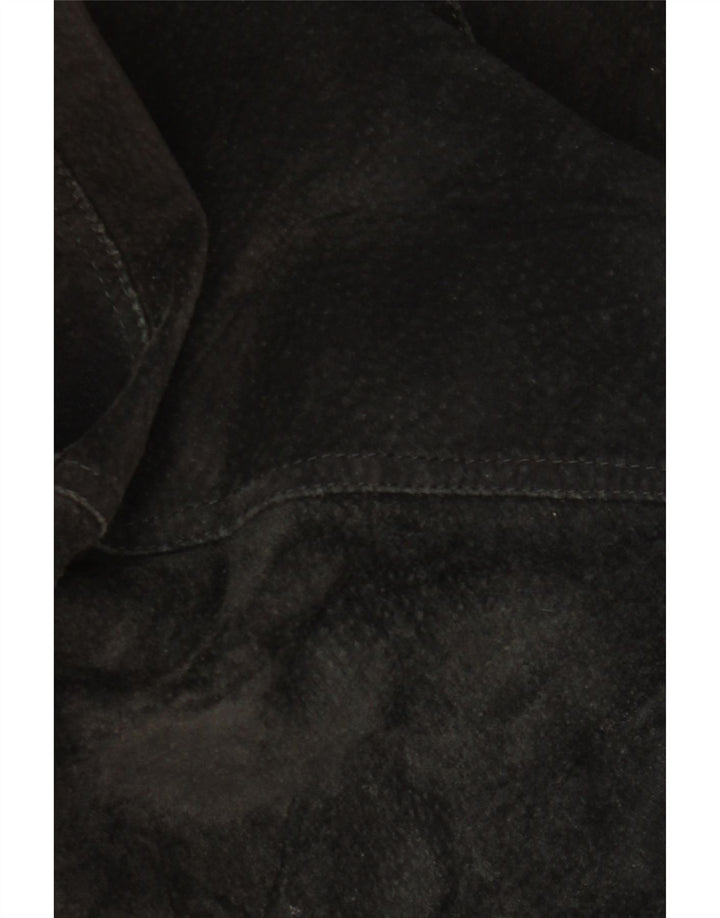 ВИНТАЖНАЯ женская замшевая куртка оверсайз UK 18 XL, черная кожа с геометрическим рисунком