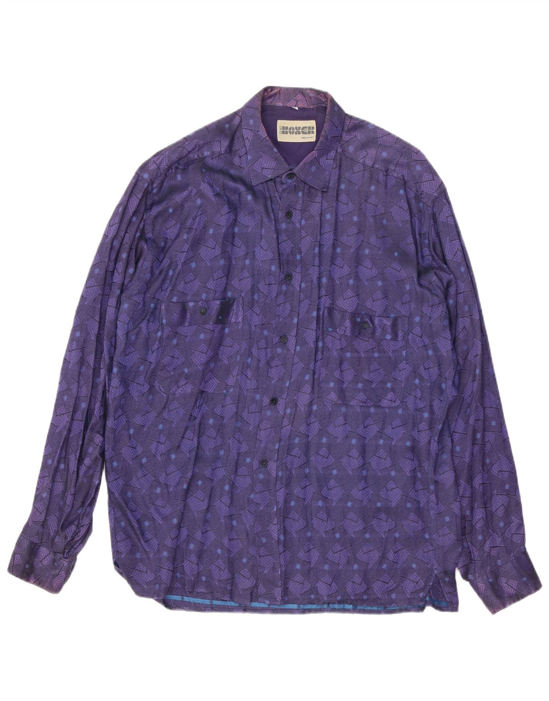 Мужская рубашка BOXER, большая фиолетовая вискоза с геометрическим рисунком