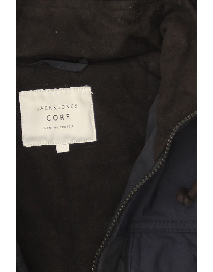 Мужская куртка Jack & Jones с капюшоном UK 36, маленькая, темно-синяя, полиэстер