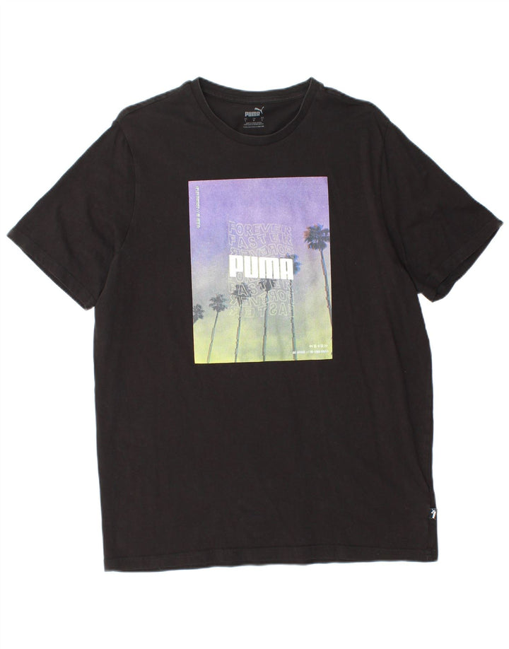 PUMA Mens Graphic T-Shirt Top Large Black Cotton
