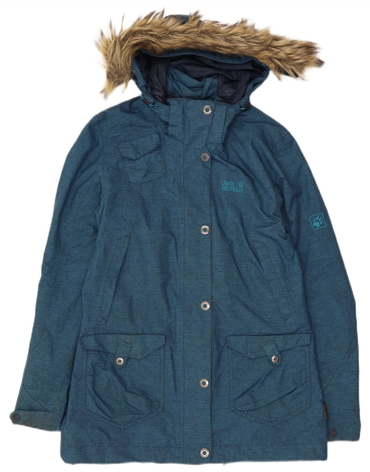 Женская парка Jack Wolfskin с капюшоном UK 10, маленький синий полиэстер