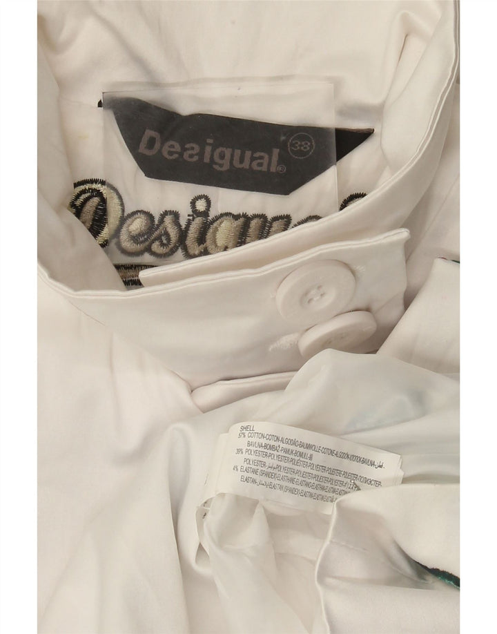 Женское пальто Desigual EU 38, хлопок среднего размера, белый цвет с цветочным принтом