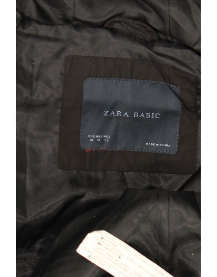 Женское стеганое пальто с капюшоном Zara UK 18 XL, черный полиэстер