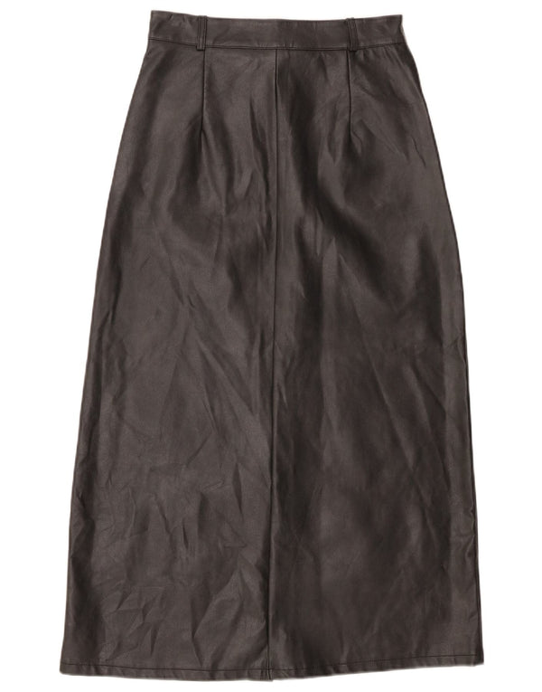 Винтажная женская юбка из искусственного меха, маленькая W26, черная, из полиуретана