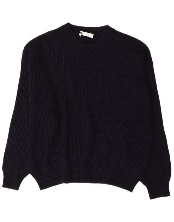 Женский свободный джемпер с круглым вырезом Zara UK 18 XL, темно-синий полиэстер
