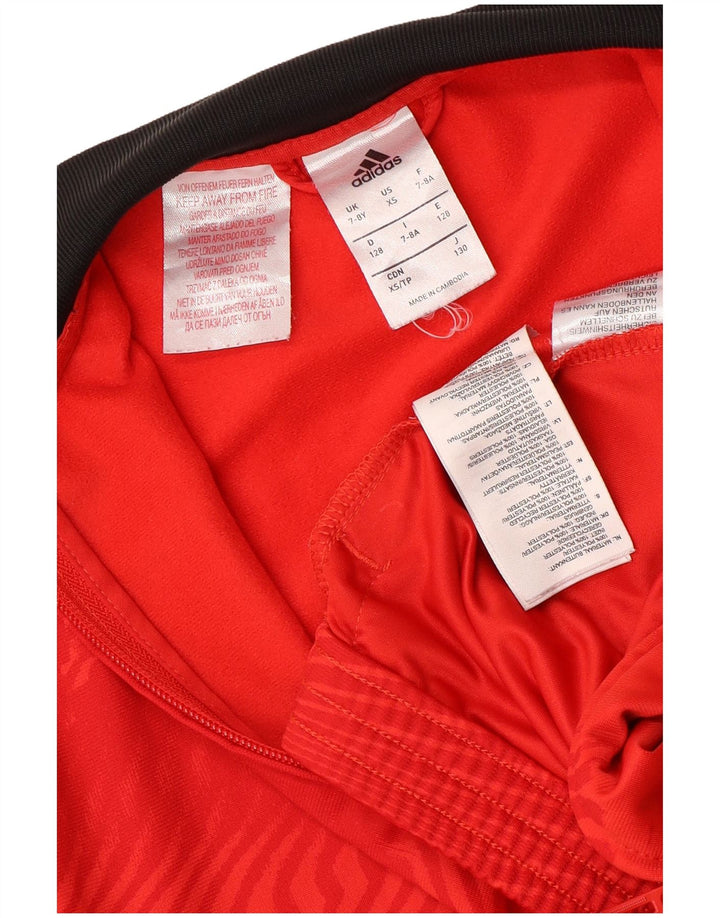 Спортивный костюм ADIDAS для мальчиков с графическим рисунком, верхняя куртка, 7–8 лет, красный с цветными блоками