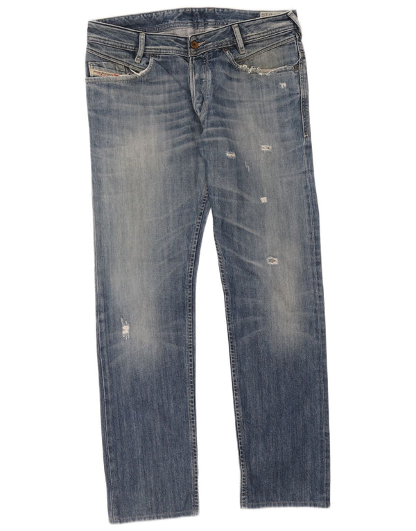 Мужские прямые джинсы Diesel Poiak W33 L34, синий хлопок