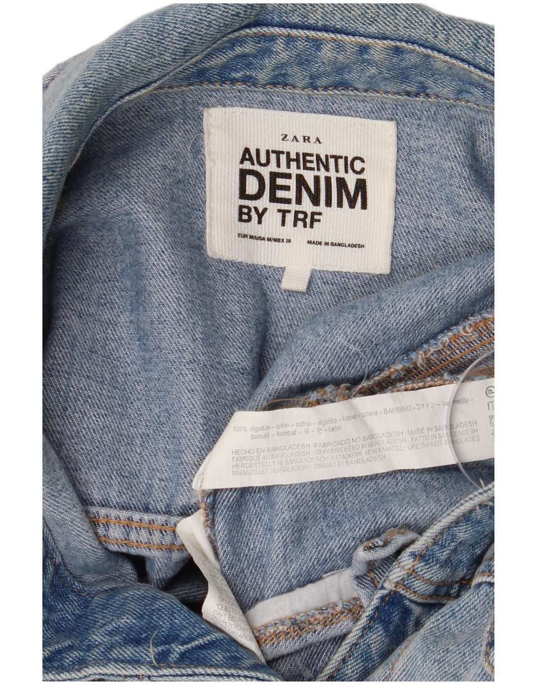 Женская укороченная джинсовая куртка ZARA UK 14, большой синий хлопок