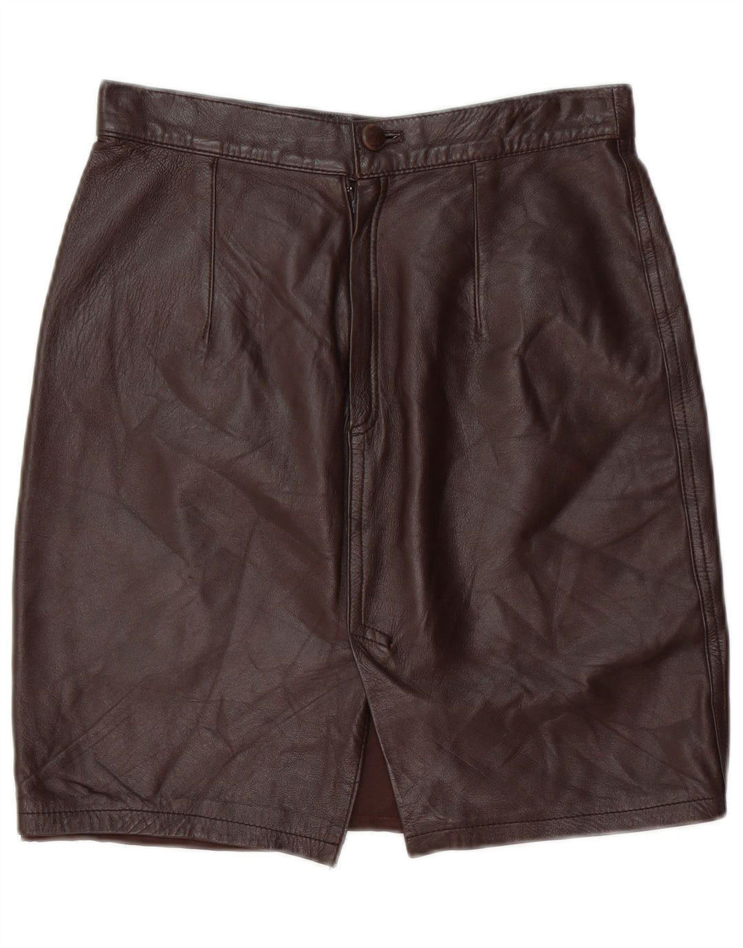 Юбка женская кожаная VINTAGE IT 44 Medium W28 Коричневая кожа