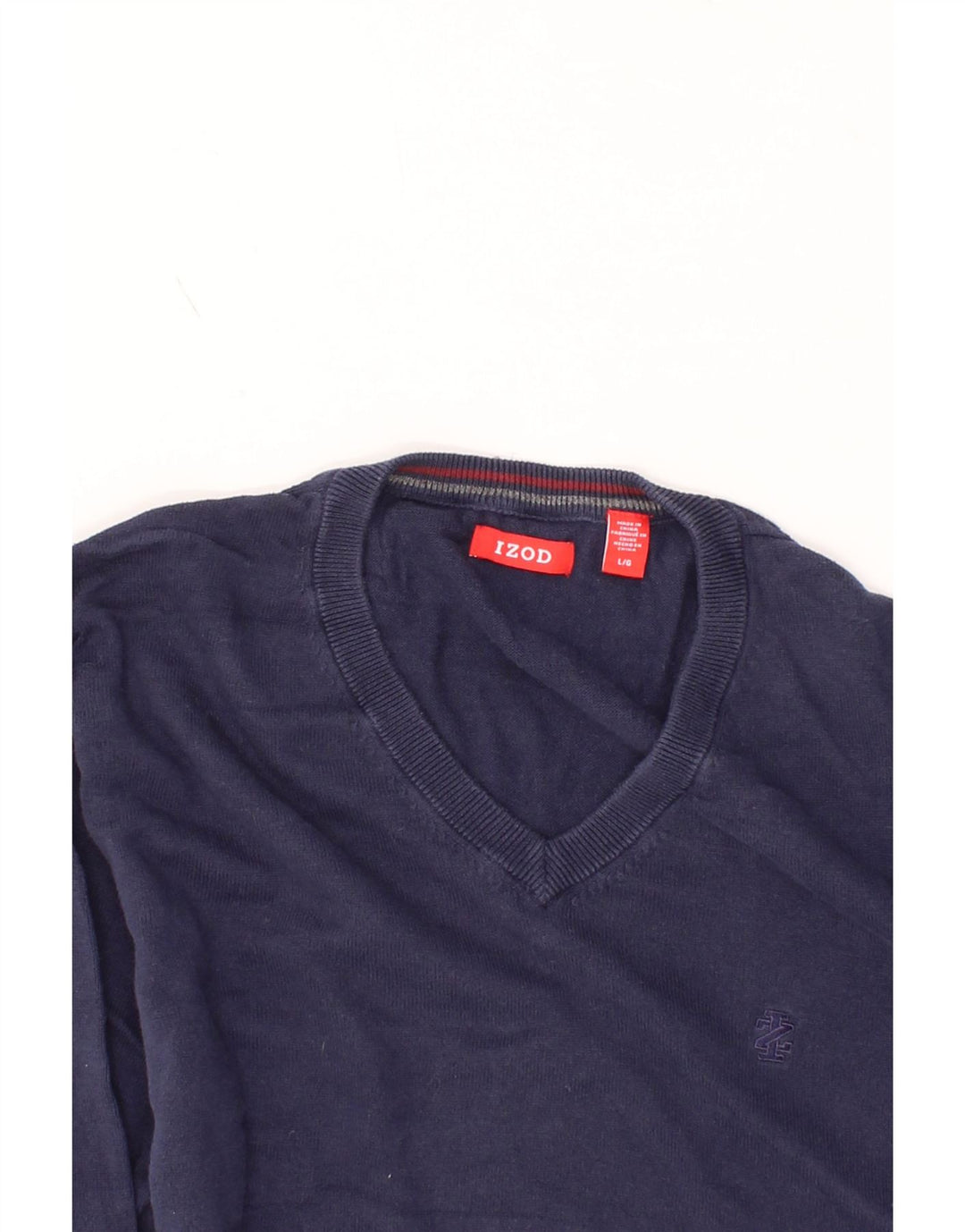 IZOD Mens V-Neck Jumper Sweater Large Navy Blue Cotton Vintage Izod and Second-Hand Izod from Messina Hembry 